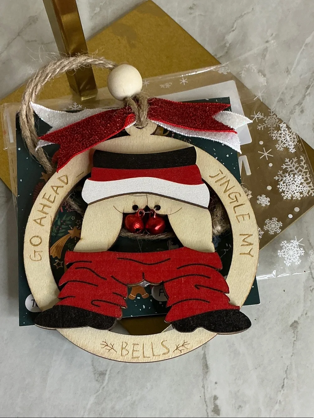 Christmas Jingle My Bells Santa gag ornament, (NWTs)